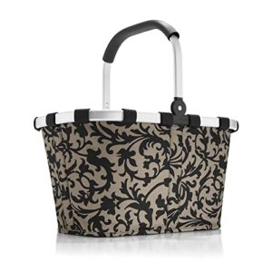 reisenthel carrybag fabric picnic tote, sturdy lightweight basket for shopping and storage, baroque taupe