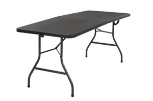 coscoproducts deluxe 6 foot x 30 inch fold-in-half blow molded folding table, black