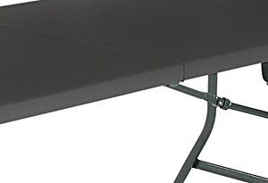 CoscoProducts Deluxe 6 foot x 30 inch Fold-in-Half Blow Molded Folding Table, Black