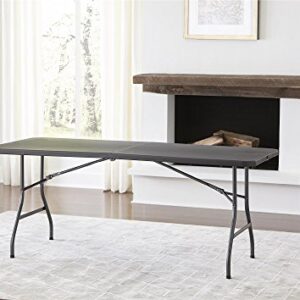 CoscoProducts Deluxe 6 foot x 30 inch Fold-in-Half Blow Molded Folding Table, Black