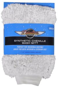detailer's preference premium split chenille microfiber wash mitt for car cleaning, white