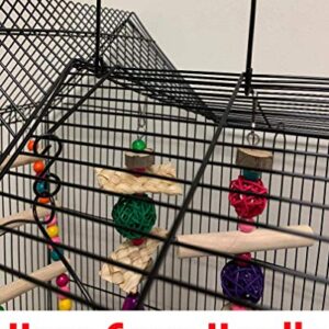 38-Inch Double Roof Top Large Flight Bird Cage with Toys for Cockatiels Sun Parakeets Green Cheek Conures Aviary Budgie Finch Lovebird Canary Pet Bird Travel Cage (18 x 14 x 38H inches, Black)