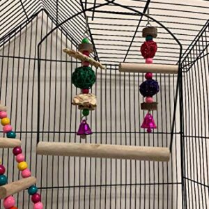 38-Inch Double Roof Top Large Flight Bird Cage with Toys for Cockatiels Sun Parakeets Green Cheek Conures Aviary Budgie Finch Lovebird Canary Pet Bird Travel Cage (18 x 14 x 38H inches, Black)