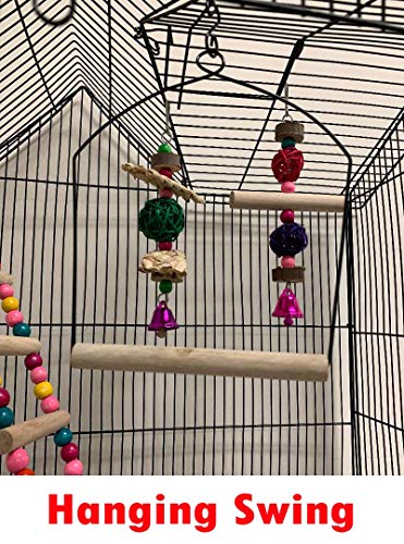 38-Inch Double Roof Top Large Flight Bird Cage with Toys for Cockatiels Sun Parakeets Green Cheek Conures Aviary Budgie Finch Lovebird Canary Pet Bird Travel Cage (18 x 14 x 38H inches, Black)