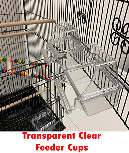 38-Inch Double Roof Top Large Flight Bird Cage with Toys for Cockatiels Sun Parakeets Green Cheek Conures Aviary Budgie Finch Lovebird Canary Pet Bird Travel Cage (18 x 14 x 38H inches, Black)