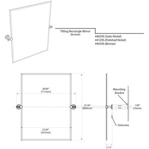 Gatco 4129S Tavern Rectangle Mirror, Polished Nickel 31.5 Inch