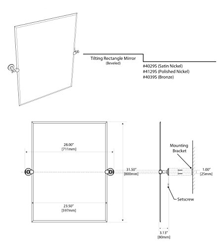 Gatco 4129S Tavern Rectangle Mirror, Polished Nickel 31.5 Inch