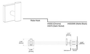 Gatco 4055 Elevate Robe Hook, Chrome, Single Hook