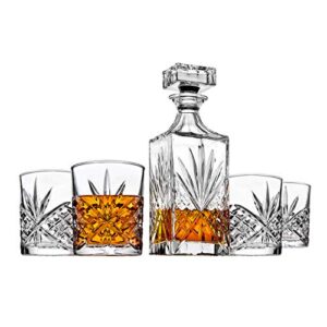 godinger dublin whiskey decanter bar set with 4 old fashioned glasses