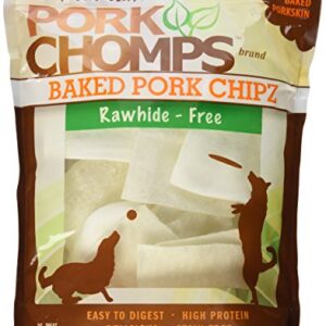 Pork Chomps Baked Pork Skin Dog Chews, 3-inch Chips, 12oz Bag