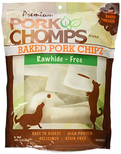 Pork Chomps Baked Pork Skin Dog Chews, 3-inch Chips, 12oz Bag