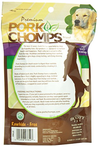 Pork Chomps Baked Pork Skin Dog Chews, 5-inch Mini Twists, Real Sweet Potato Wrap, 12 Count