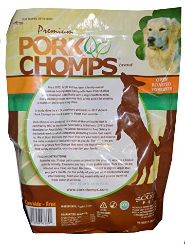 Pork Chomps Roasted Pork Skin Dog Chews, Ear Shapes, 10 Count