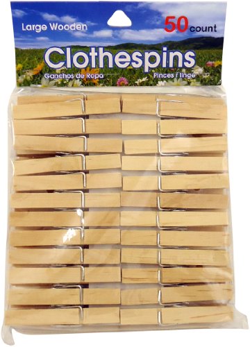 Economy Kitchen Accessory Wooden Clothespins 50 Count