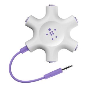 belkin rockstar 5-jack multi headphone audio splitter (purple) (f8z274btpur)