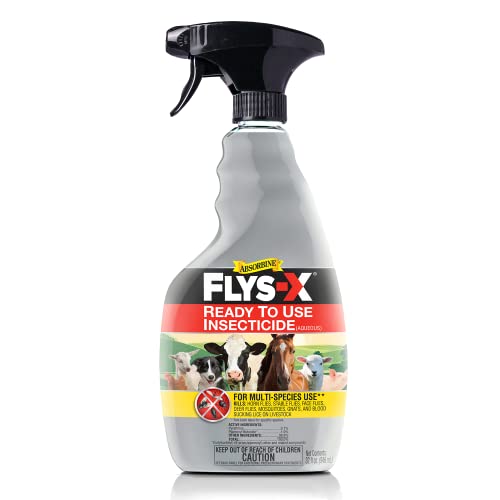 Absorbine Flys-X Ready to Use Water-Based Insecticide for Livestock, Horses, Dogs, Kills & Repels Flies, Mosquitoes, Gnats, Lice, 32oz Quart Sprayer