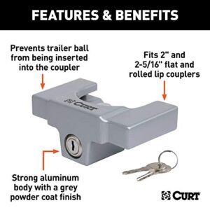 CURT 23081 Powder-Coated Aluminum Trailer Tongue Lock, 2-5/16-Inch Couplers