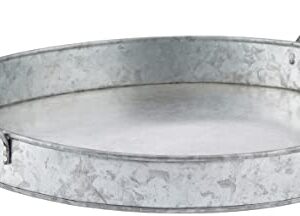 Artland Masonware Round Galvanized Metal Party Serving Tray with Wooden Handles, 19.5"" x 16"" x 2""