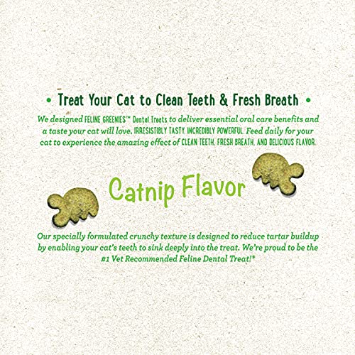 FELINE GREENIES Dental Treats for Cats Catnip Flavor 2.5 oz.