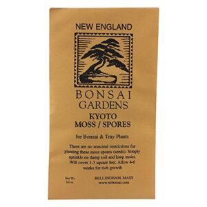 moss spores for bonsai trees - covers up to three square feet, bright green velvet kyoto bonsai moss that is weed free, indefinite shelf life