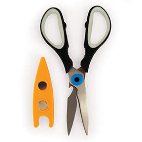 Kikkerland Multi-Purpose Ergonomic Toucan Kitchen Shears Scissors, Black/Orange, Cutting Herbs, Meat Trimming, Kitchen Tool