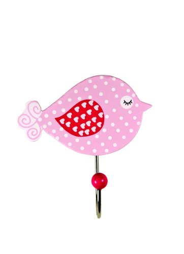 Mousehouse Gifts Kids Pink Bird Coat Hook Wall Hooks for Girls Nursery or Bedroom