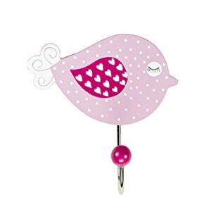 Mousehouse Gifts Kids Pink Bird Coat Hook Wall Hooks for Girls Nursery or Bedroom