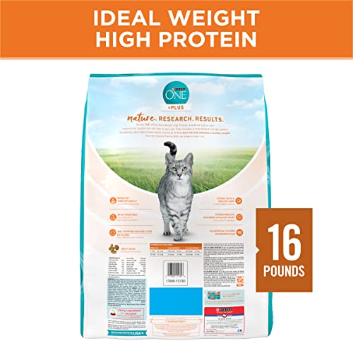 Purina ONE High Protein, Healthy Weight Dry Cat Food, +Plus Ideal Weight With Turkey - 16 lb. Bag