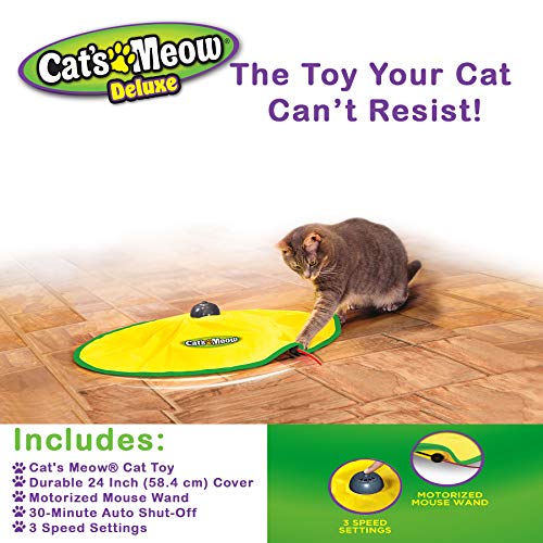 Cat's Meow- Motorized Wand Cat Toy, Automatic 30 Minute Shut Off, 3 Speed Settings, The Toy Your Cat Can't Resist