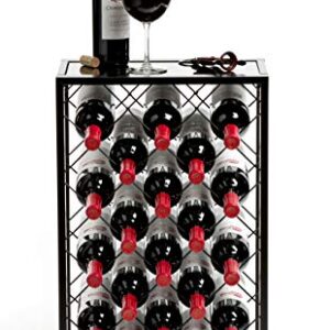 Mango Steam 23 Bottle Black Wine Rack with Glass Top Shelf, Free Standing for Home, Kitchen and Bar