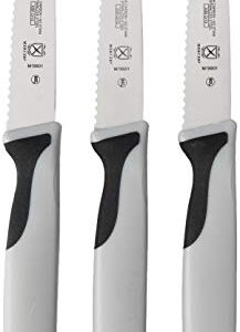 Mercer Culinary M19903 Millennia Black Handle, 3-Inch Slim Serrated Paring Knives (3-Pack), Paring Knife