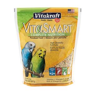 vitakraft vita smart gourmet parakeet food - vitamin-fortified - daily pet bird food 2 pound (pack of 1)