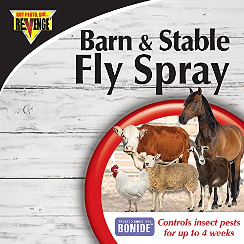 Revenge Barn & Stable Fly Spray, 32 oz Concentrate Long Lasting Insecticide for Flea and Tick Control Indoors and Outdoors
