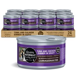 dave's pet food grain free wet cat food (tuna & chicken in gravy), naturally healthy canned cat food, added vitamins & minerals, wheat & gluten-free, 3 oz (case of 24)