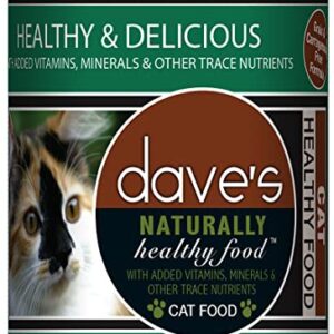 Dave's Pet Food Grain Free Wet Cat Food (Chicken), Made in USA Naturally Healthy Canned Cat Food, Added Vitamins & Minerals, Wheat & Gluten-Free, 12.5 oz (Case of 12)