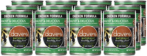 Dave's Pet Food Grain Free Wet Cat Food (Chicken), Made in USA Naturally Healthy Canned Cat Food, Added Vitamins & Minerals, Wheat & Gluten-Free, 12.5 oz (Case of 12)