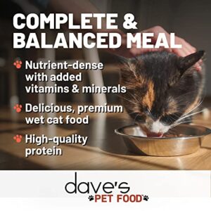 Dave's Pet Food Grain Free Wet Cat Food (Chicken), Made in USA Naturally Healthy Canned Cat Food, Added Vitamins & Minerals, Wheat & Gluten-Free, 12.5 oz (Case of 12)