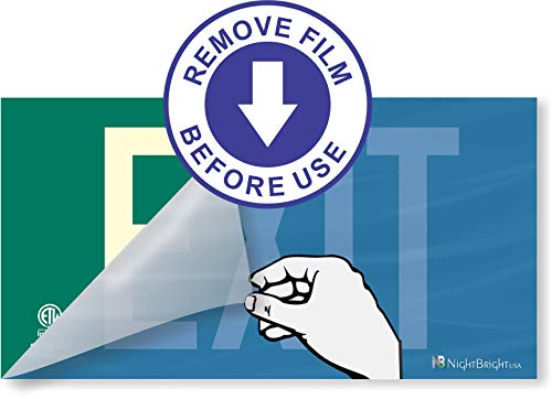 Photoluminescent Exit Sign Green Framed Flag/Ceiling Mount (Removable Arrows) Code Approved UL 924- IBC-NFPA