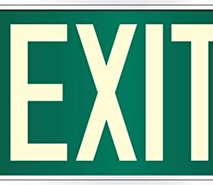 Photoluminescent Exit Sign Green Framed Flag/Ceiling Mount (Removable Arrows) Code Approved UL 924- IBC-NFPA