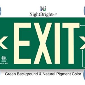 Photoluminescent Exit Sign Green Framed Flag/Ceiling Mount (Removable Arrows) Code Approved UL 924- IBC-NFPA