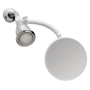 idesign - 20301 fog-free small shower shaving mirror with flexible arm, fogless mirror for bathroom, vanity, bathtub, wall, 14" x 4.5" x 5.82", white