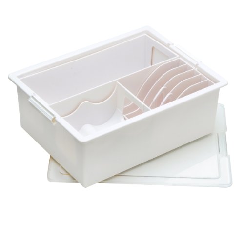 Elizabeth Ward Bead Storage Solutions Tool and Spool Bin with Lid (1pc) – Customize with Removable Caddies and Bins – Holds Large Tools and Supplies, Pliers and Spools – Stackable, 13.75”x10.5”x5”