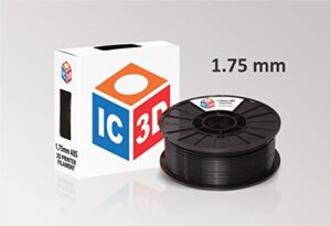 ic3d black 1.75mm abs 3d printer filament - 1kg spool - dimensional accuracy +/- 0.05mm - professional grade 3d printing filament - made in usa