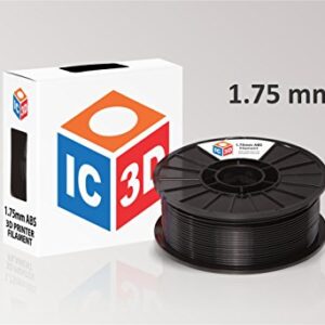 IC3D Black 1.75mm ABS 3D Printer Filament - 1kg Spool - Dimensional Accuracy +/- 0.05mm - Professional Grade 3D Printing Filament - Made in USA