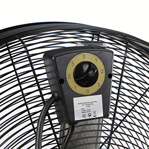 XtremepowerUS Industrial Fan 24" Inch High Velocity Floor Fan Rolling Drum Shop Fan Garage Adjustable Speed Air Flow Built-in Wheel