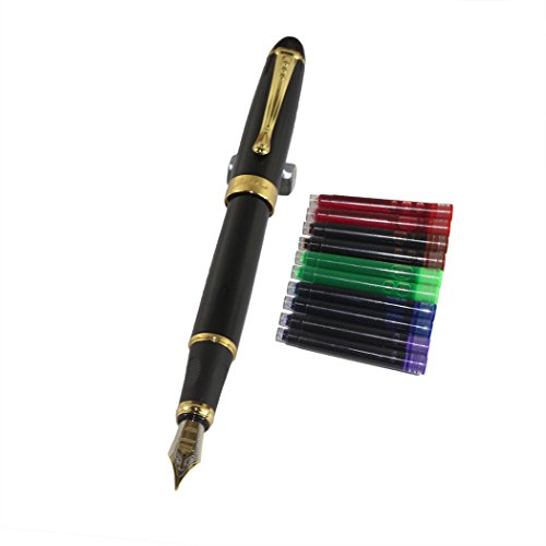 Gullor Jinhao 450 Normal nib Fountain Pen Black with 5 color Ink Cartridges