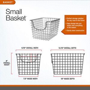 Spectrum Diversified Scoop Wire Basket, Vintage-Inspired Steel Storage Solution for Kitchen, Pantry, Closet, Bathroom, Craft Room & Garage, Small, Industrial Gray