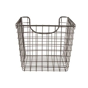 Spectrum Diversified Scoop Wire Basket, Vintage-Inspired Steel Storage Solution for Kitchen, Pantry, Closet, Bathroom, Craft Room & Garage, Small, Industrial Gray