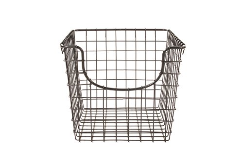 Spectrum Diversified Scoop Wire Basket, Vintage-Inspired Steel Storage Solution for Kitchen, Pantry, Closet, Bathroom, Craft Room & Garage, Small, Industrial Gray