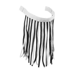 horze lightweight soft non-irritant fringe fly veil | easily attaches to halter - black - one size